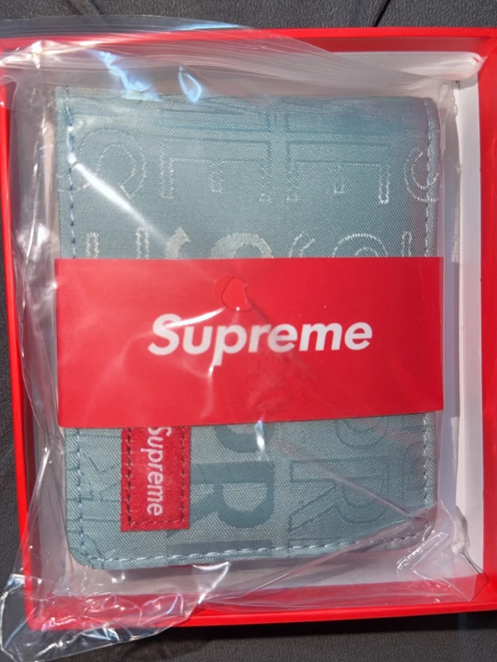 Supreme light blue bi-fold wallet